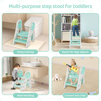 DUKE BABY Kids 3-Step Learning Stool Foldable Standing Tower for Toddlers - Blue