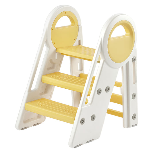 DUKE BABY Kids 3-Step Learning Stool Foldable Standing Tower for Toddlers - Yellow