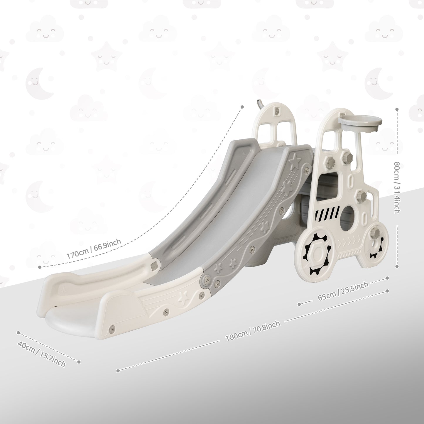 DUKE BABY Kids Slide 3 in 1 Toddler Slide Climber White Car