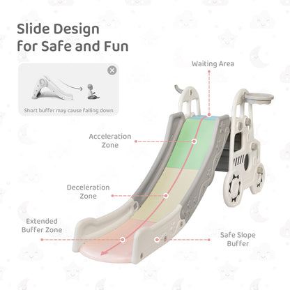 DUKE BABY Kids Slide 3 in 1 Toddler Slide Climber White Car